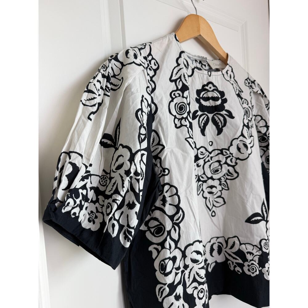 NWT Cleobella Kinsley Blouse Botanico Organic Cotton Floral Black White Small - Picture 4 of 9